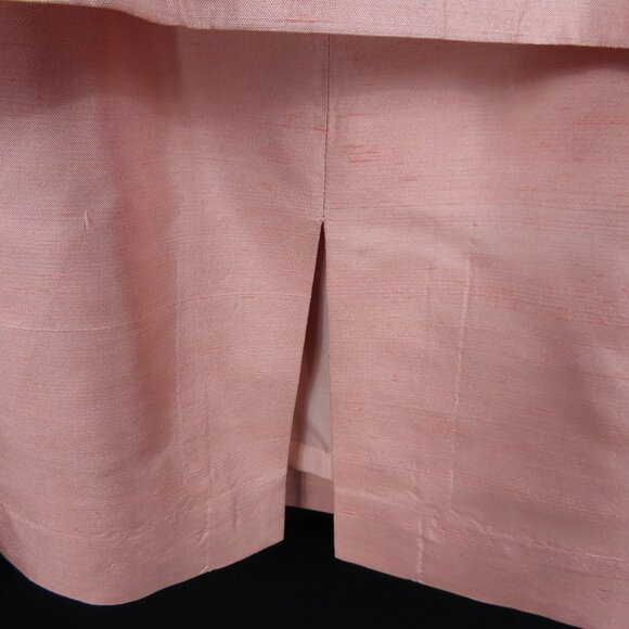 Vintage M.X.I. Peach Pink Embroidered Flower Silk Suit Sz. 10 - Picture 7 of 16